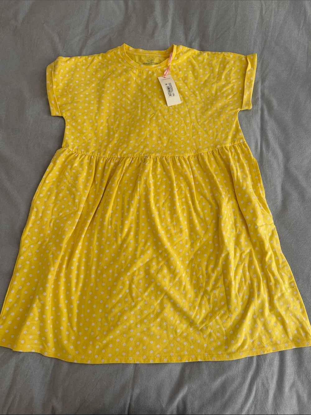 Vineyard Vines Yellow Polka Dot Girls' Short Sleeve Dress